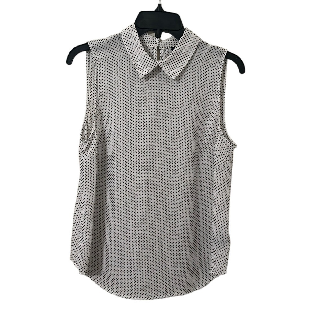 Who What Wear Women’s Black/White Polkadot‎ Key Hole Sleeveless Top Size S